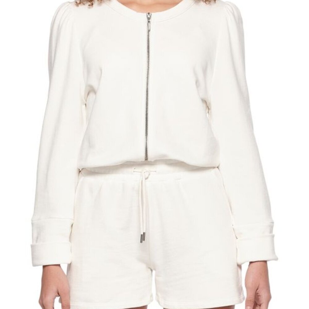 Eleven Paris White Cotton Zip-Up Lounge Romper sz L